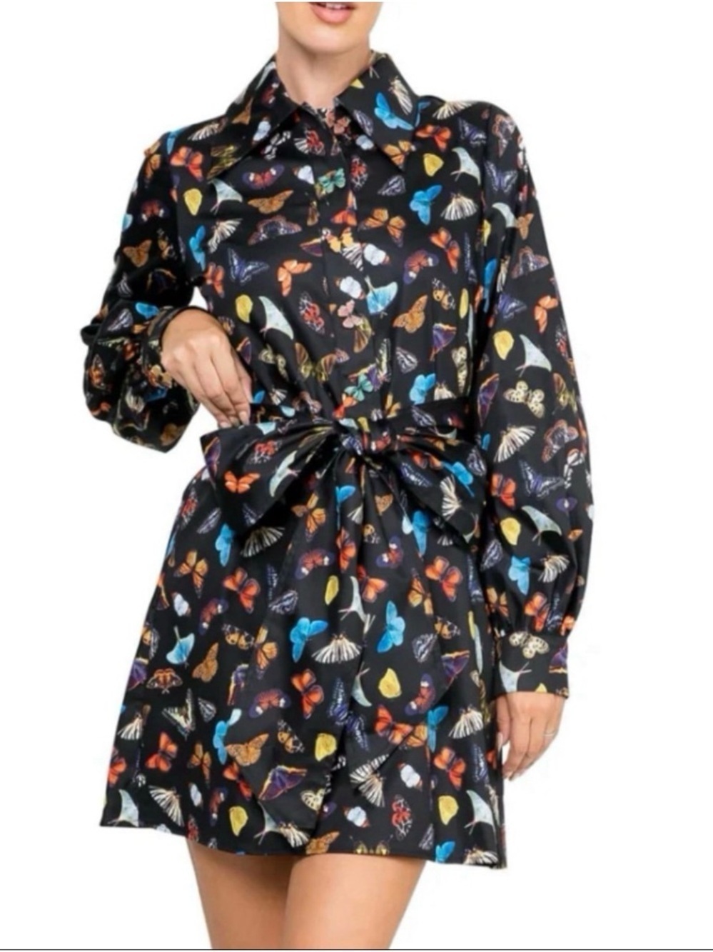 MEGHAN FABULOUS Butterly Belted Maximalist Statement Buttons Dress Size XS VGUC